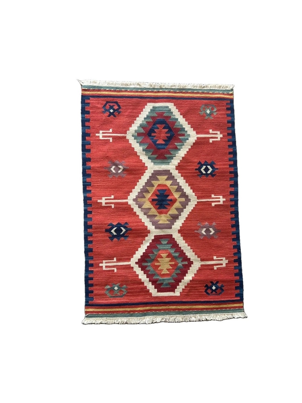 Vintage Kilim Rug Hand Woven Wool Turkish Tribal Geometric Southwestern 25x38 - Picture 12 of 14